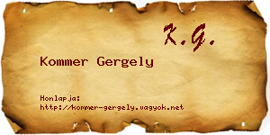 Kommer Gergely névjegykártya